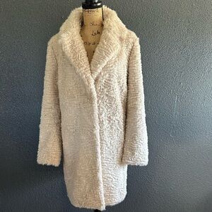 Eliza J Ivory Faux Fur Coat XL Textured Teddy Coat Hidden Snap